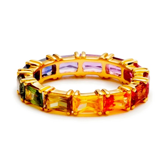 🍒3/$30 New Over the Rainbow Baguette Eternity Ring - Picture 2 of 4